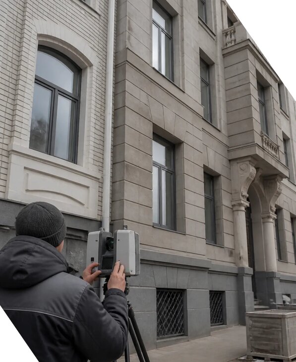 Лазерное сканирование фасадов зданий для обследования в Кохме